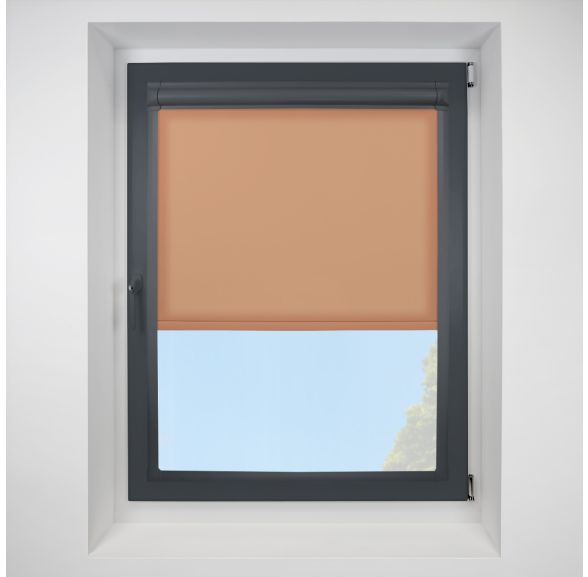 Pop Terracotta Perfect Fit Roller Motorised Blind with Anthracite Frame