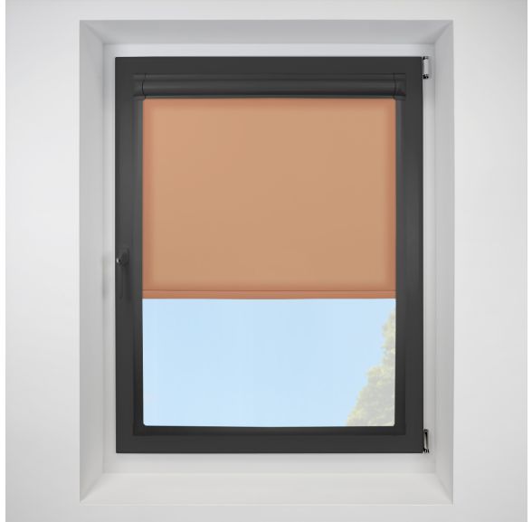 Pop Terracotta Perfect Fit Roller Motorised Blind with Black Frame