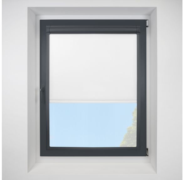 Pop White Perfect Fit Roller Motorised Blind with Anthracite Frame