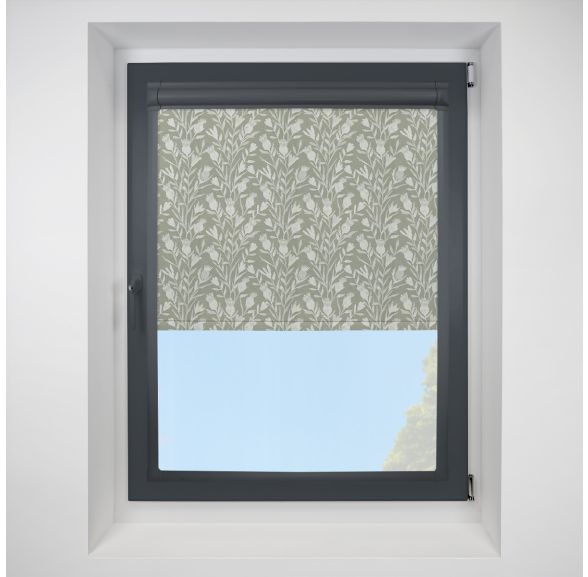 Thistle Sage Perfect Fit Roller Motorised Blind with Anthracite Frame