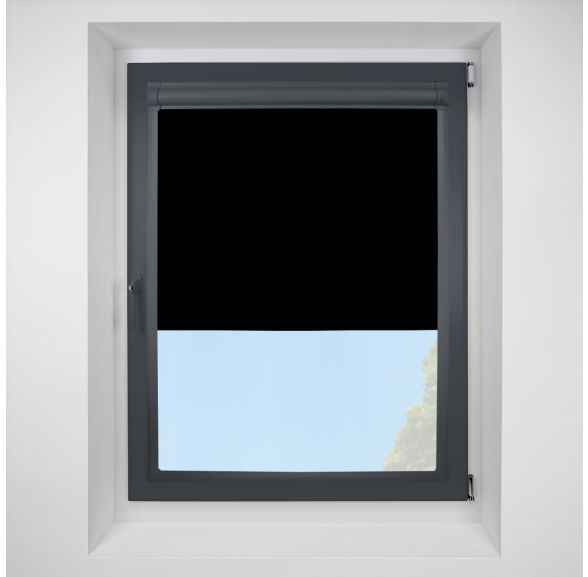 Urban FR Black Perfect Fit Roller Motorised Blind with Anthracite Frame
