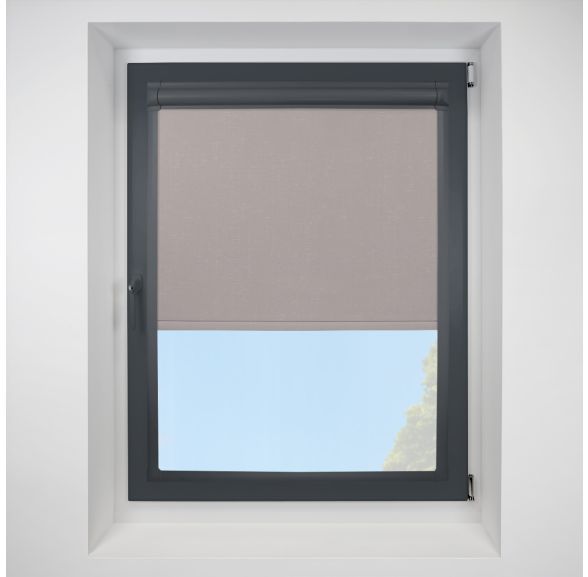 Vermont Mist Perfect Fit Roller Motorised Blind with Anthracite Frame