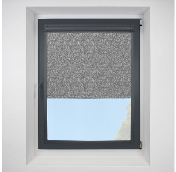 Zen Blackout Charcoal Perfect Fit Roller Motorised Blind with Anthracite Frame