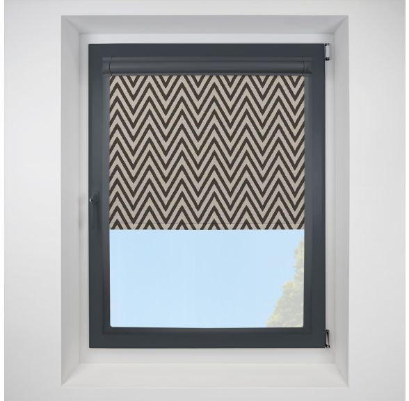 Ziggy Blackout Charcoal Perfect Fit Roller Motorised Blind with Anthracite Frame