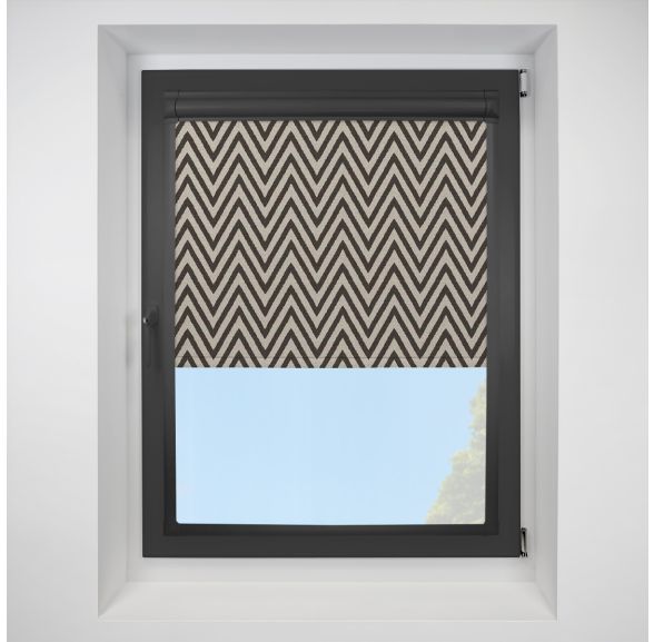 Ziggy Blackout Charcoal Perfect Fit Roller Motorised Blind with Black Frame