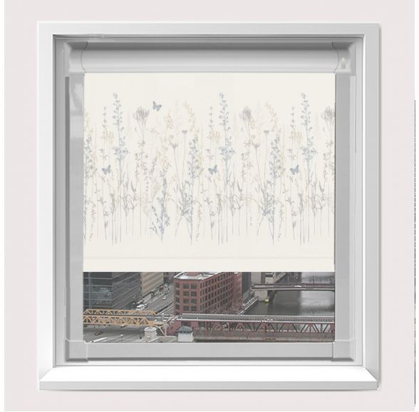 Motorised Algarve Spring Motorised Perfect Fit Roller Blind With Light Grey Frame