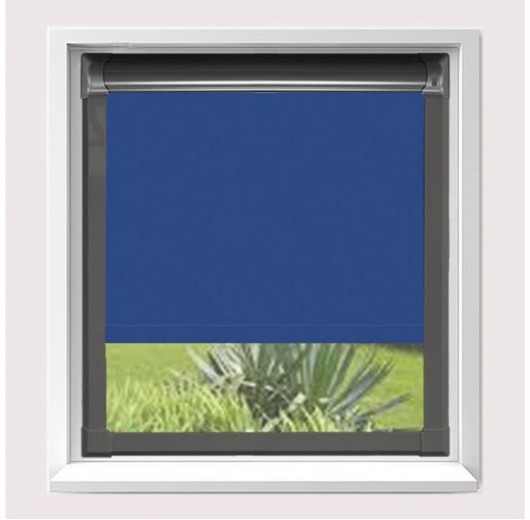 Motorised Banlight Duo Fr Glacier Blue Motorised Perfect Fit Roller Blind With Anthracite Grey Frame