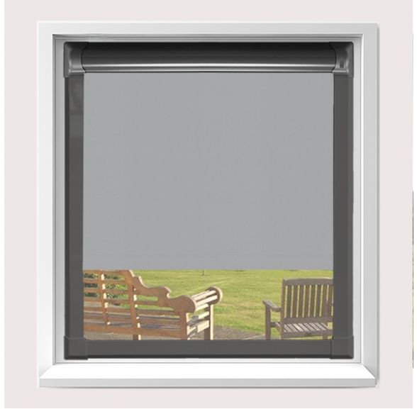 Motorised Banlight Duo Fr Grey Motorised Perfect Fit Roller Blind With Anthracite Grey Frame