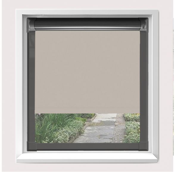 Motorised Banlight Duo Fr Stone Grey Motorised Perfect Fit Roller Blind With Anthracite Grey Frame