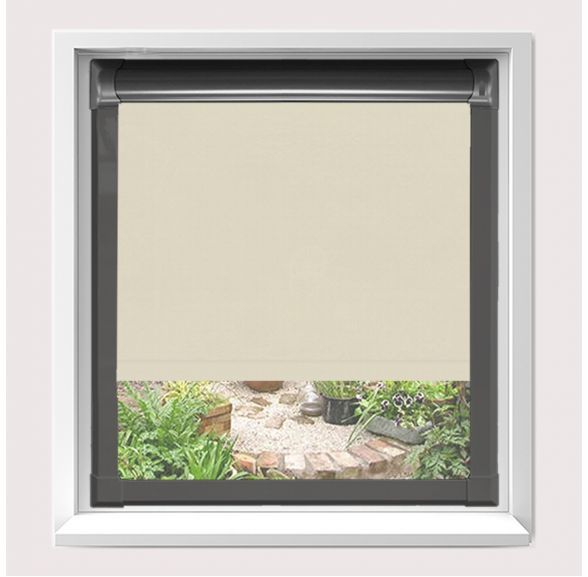 Motorised Splash Butter Motorised Perfect Fit Roller Blind With Anthracite Grey Frame