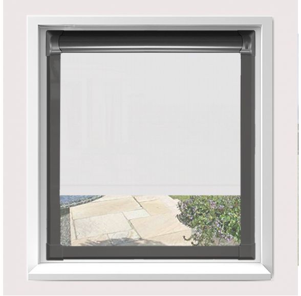 Motorised Splash Frost Motorised Perfect Fit Roller Blind With Anthracite Grey Frame