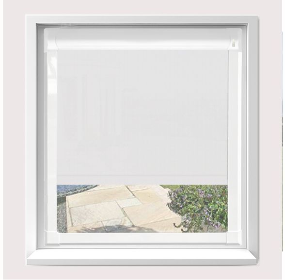 Motorised Splash Frost Motorised Perfect Fit Roller Blind With White Frame