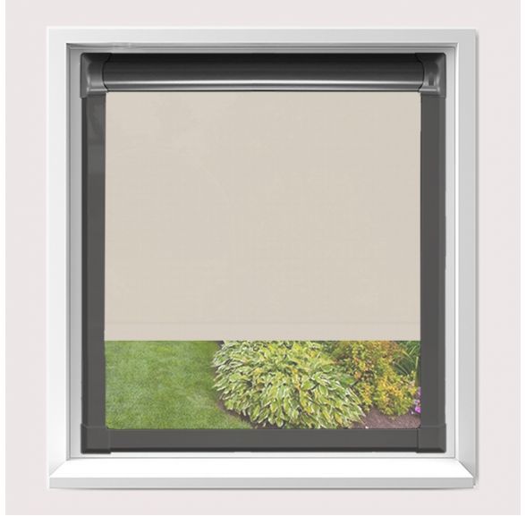 Motorised Splash Modesty Motorised Perfect Fit Roller Blind With Anthracite Grey Frame