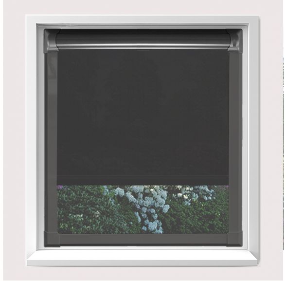 Motorised Splash Noir Motorised Perfect Fit Roller Blind With Anthracite Grey Frame Motorised Splash Noir Motorised Perfect Fit Roller Blind With Anthracite Grey Frame