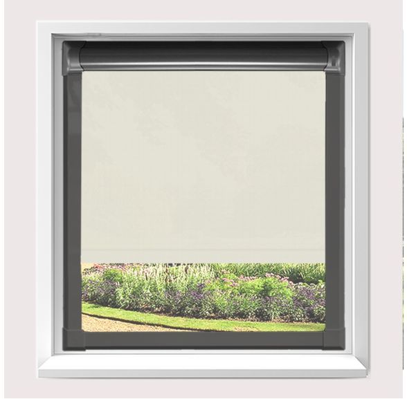 Motorised Splash Paper Motorised Perfect Fit Roller Blind With Anthracite Grey Frame