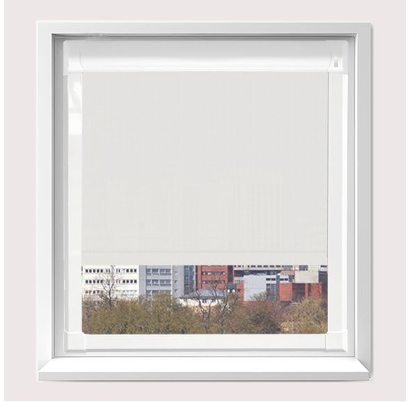 Motorised Splash Snow Motorised Perfect Fit Roller Blind With White Frame