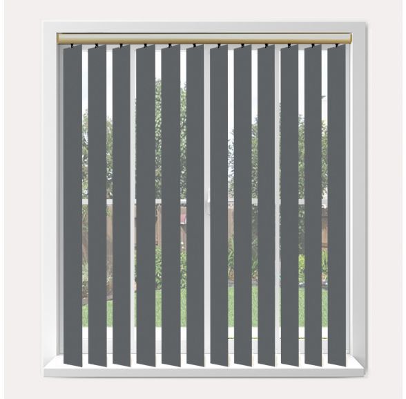 Vogue Banlight Duo Fr Charcoal Vogue Vertical Blind With Champagne Gold Headrail