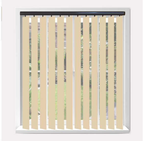 Vogue Banlight Duo Fr Linen Vogue Vertical Blind With Espresso Headrail