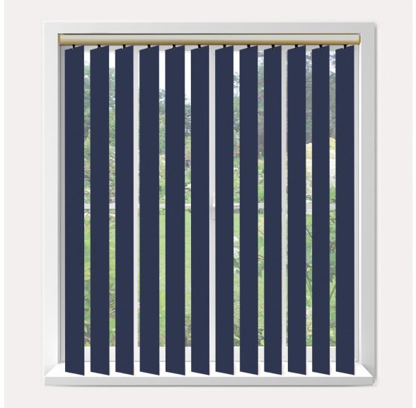 Vogue Banlight Duo Fr Navy Vogue Vertical Blind With Champagne Gold Headrail