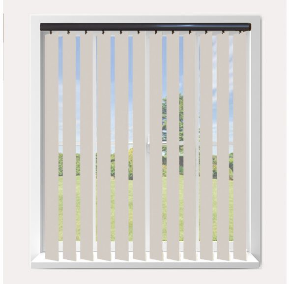 Vogue Banlight Duo Fr Pearl Vogue Vertical Blind With Espresso Headrail