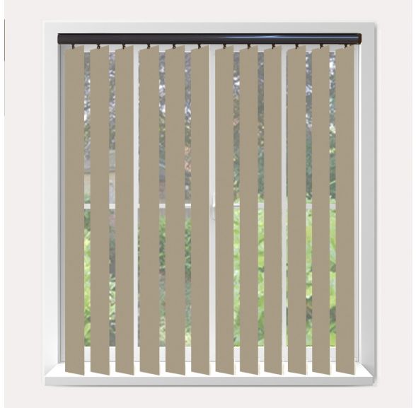 Vogue Banlight Duo Fr Sand Vogue Vertical Blind With Espresso Headrail