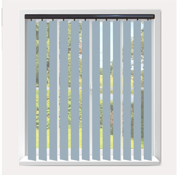 Vogue Banlight Duo Fr Smokey Blue Vogue Vertical Blind With Espresso Headrail