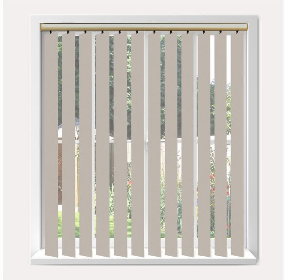 Vogue Banlight Duo Fr Stone Grey Vogue Vertical Blind With Champagne Gold Headrail