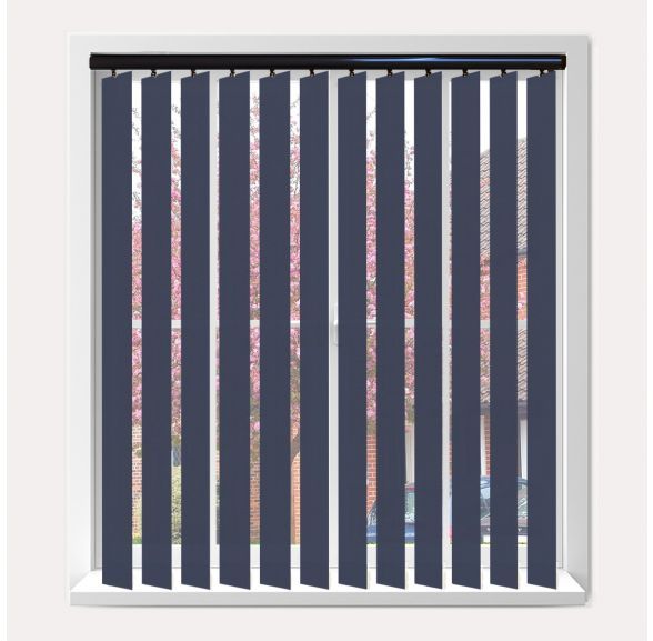 Vogue Splash Indigo Vogue Vertical Blind With Piano Black Headrail
