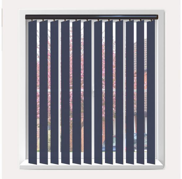 Vogue Splash Indigo Vogue Vertical Blind With Espresso Headrail