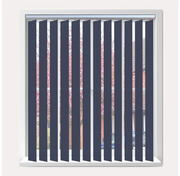 Vogue Splash Indigo Vogue Vertical Blind With Silver Headrail