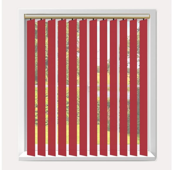 Vogue Splash scarlet Vogue Vertical Blind With Champagne Gold Headrail