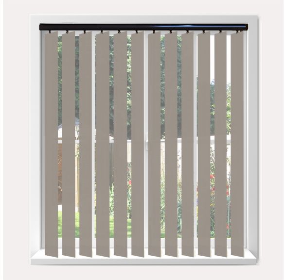 Vogue Splash Taupe Vogue Vertical Blind With Piano Black Headrail Vogue Splash Taupe Vogue Vertical Blind With Piano Black Headrail