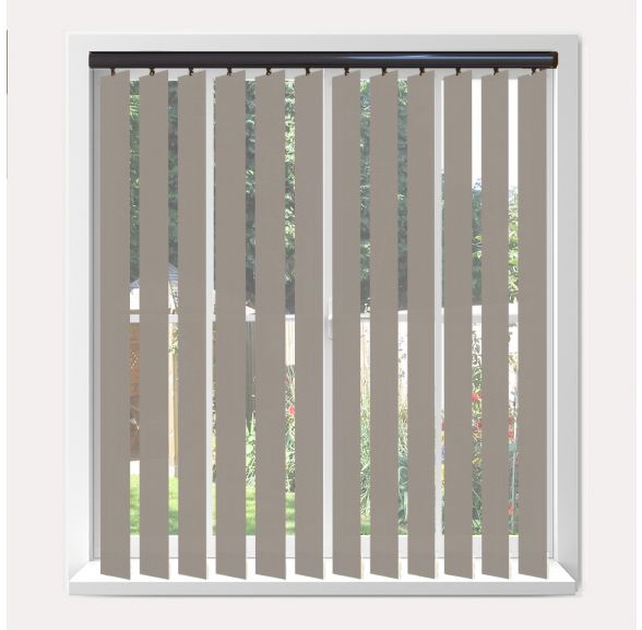 Vogue Splash Taupe Vogue Vertical Blind With Espresso Headrail Vogue Splash Taupe Vogue Vertical Blind With Espresso Headrail