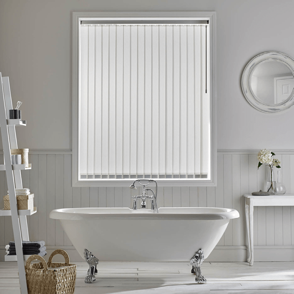 White vertical bathroom blind