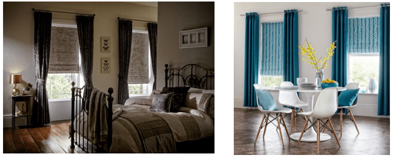 Roman Blinds with co-ordinating curtains