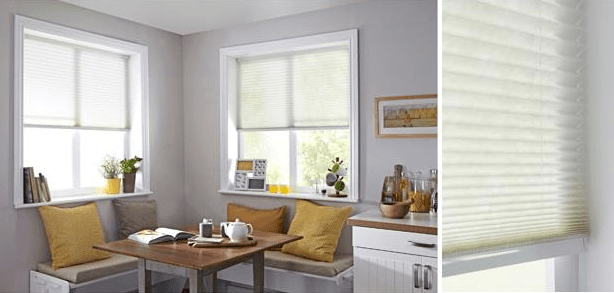 Cream Pleated Blind Light Coloured Kitchen Blind