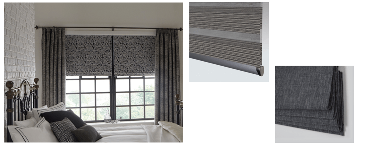 Monochrome roman blinds and duo roller day and night blinds