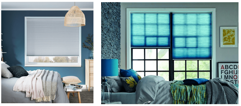 Blue textured pleated blinds