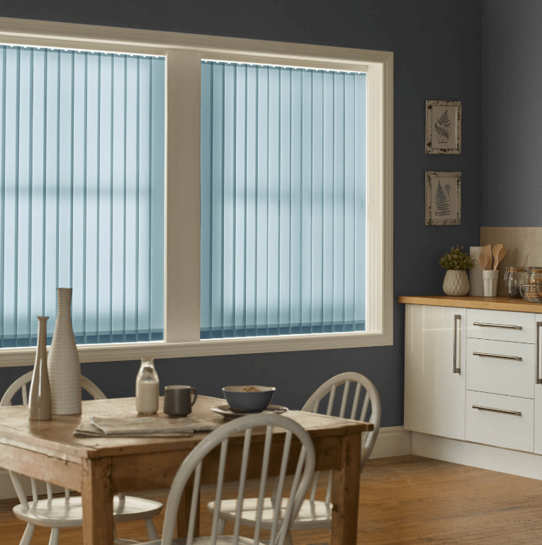 pale blue vertical blind